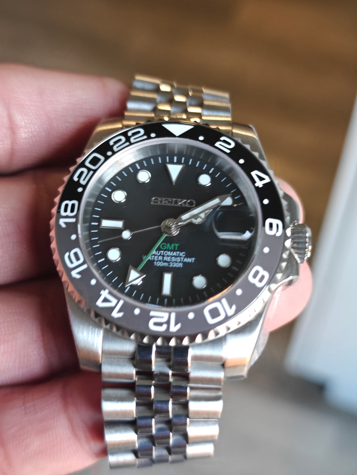 Custom Seiko Bruce Wayne GMT Watch