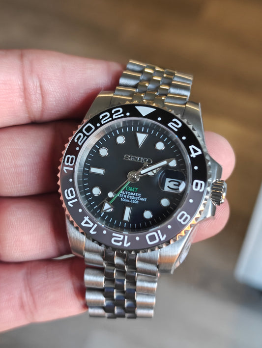 Custom Seiko Bruce Wayne GMT Watch