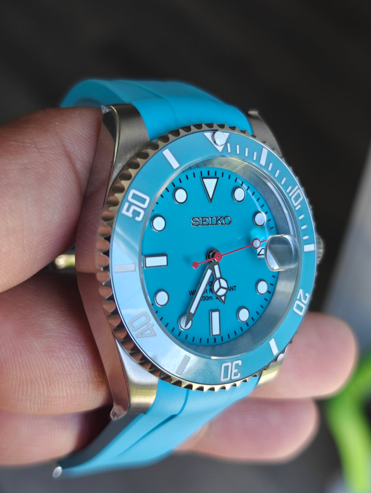 Custom Seiko Baby Blue Watch