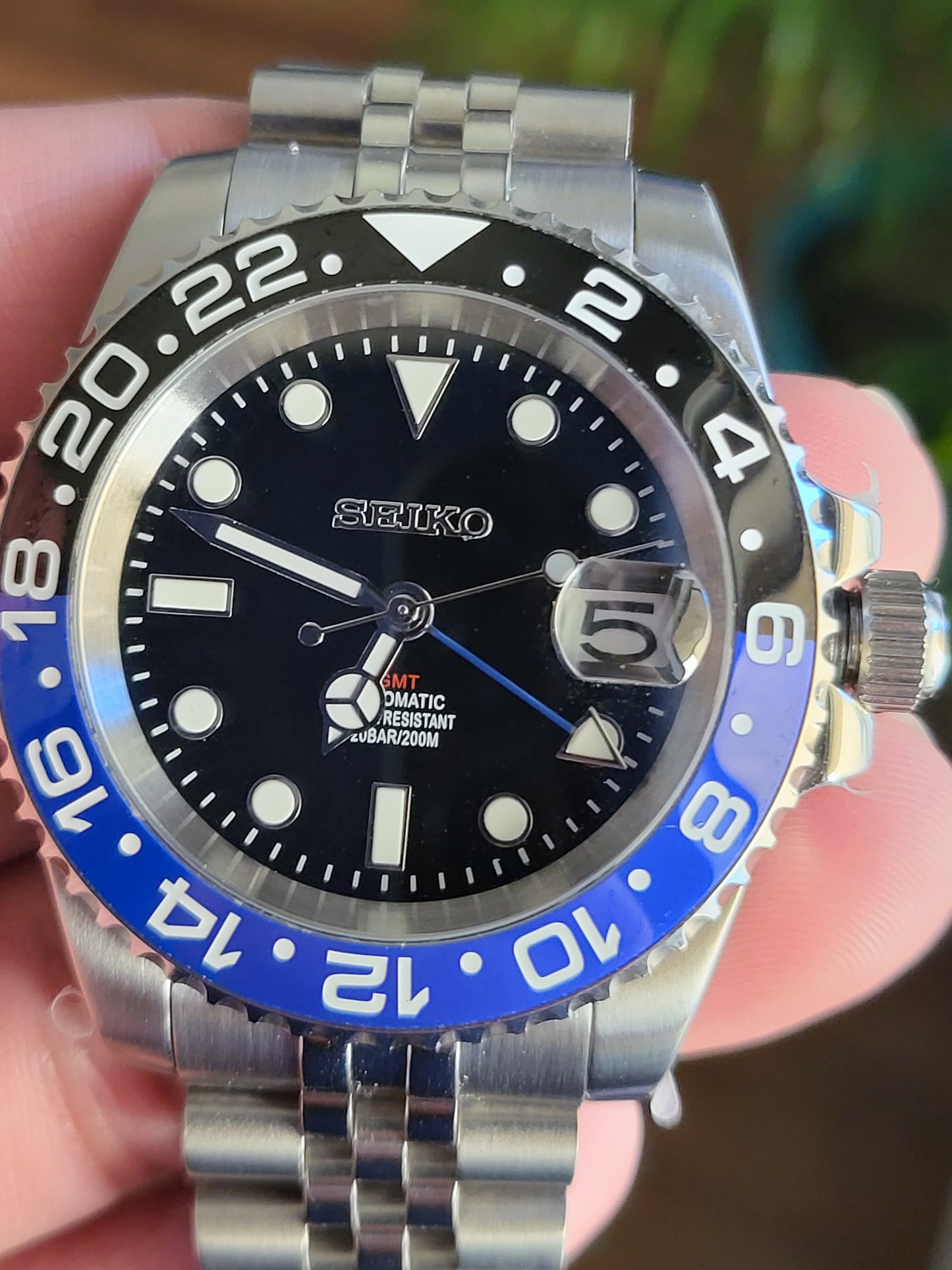 Custom Seiko GMT Batgirl Watch