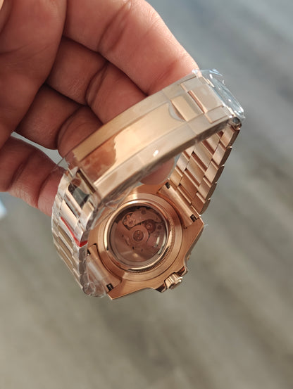 Custom Seiko Rootbeer GMT Rose Gold Watch