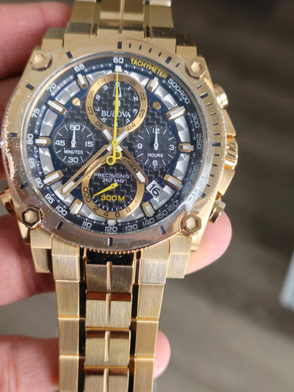 Bulova Precisionist Gold 97B218 Brand New