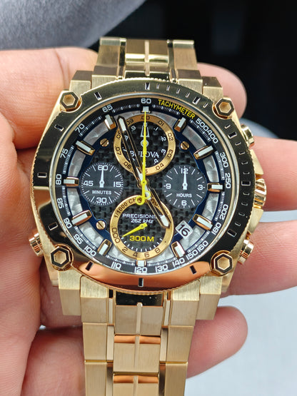 Bulova Precisionist Gold 97B218 Brand New